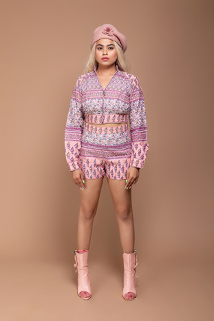 Blossom cropped bomber jacket