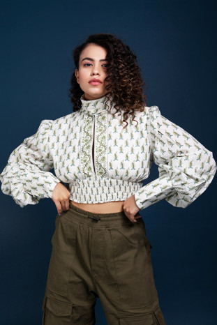 Go With The Flow Printed High Neck Top​